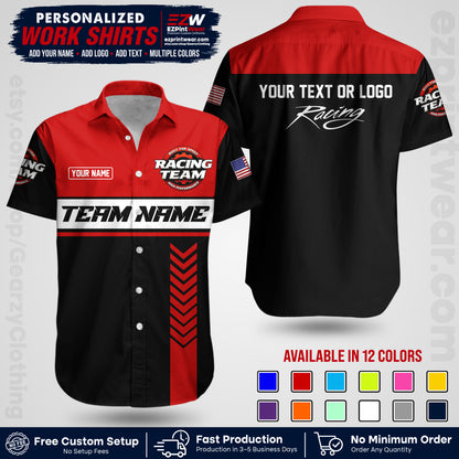 Custom Racing Shirt with Name, Logo & Text | Race Team Uniform | Crew Apparel RC02