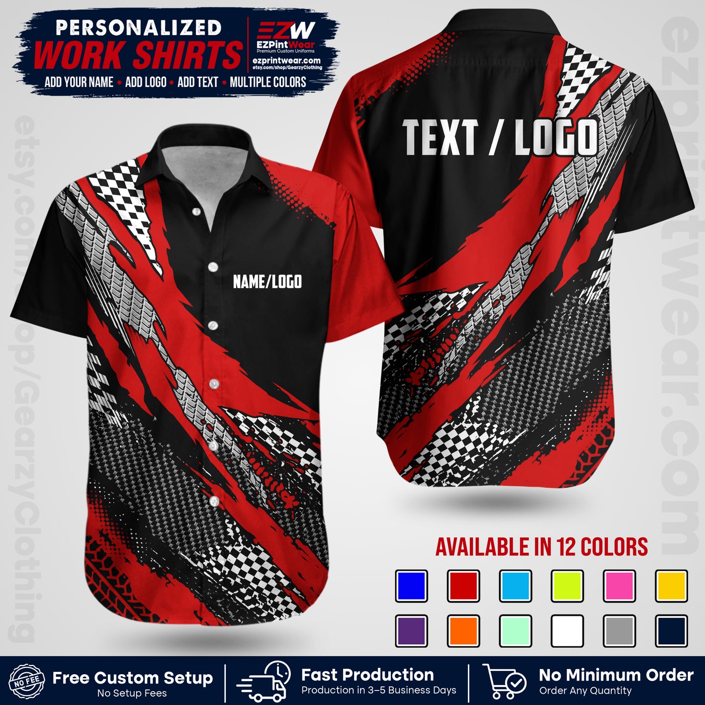 Custom Racing Shirt with Name, Logo & Text | Race Team Uniform | Crew Apparel RC05