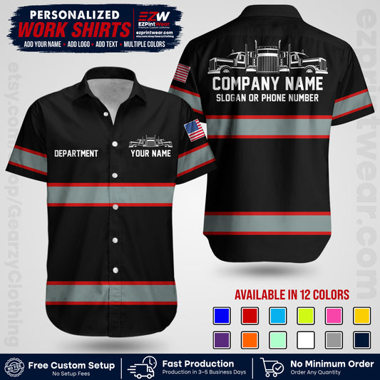 Personalized Truck Driver Workwear Uniform | Custom Safety Stripe Apparel | Non-Reflective Reflective Style Design TW04