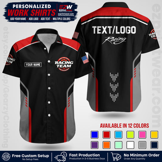 Custom Racing Shirt with Name, Logo & Text | Race Team Uniform | Crew Apparel RC09