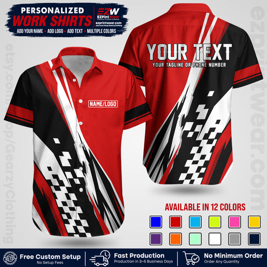 Custom Racing Shirt with Name, Logo & Text | Race Team Uniform | Crew Apparel RC04
