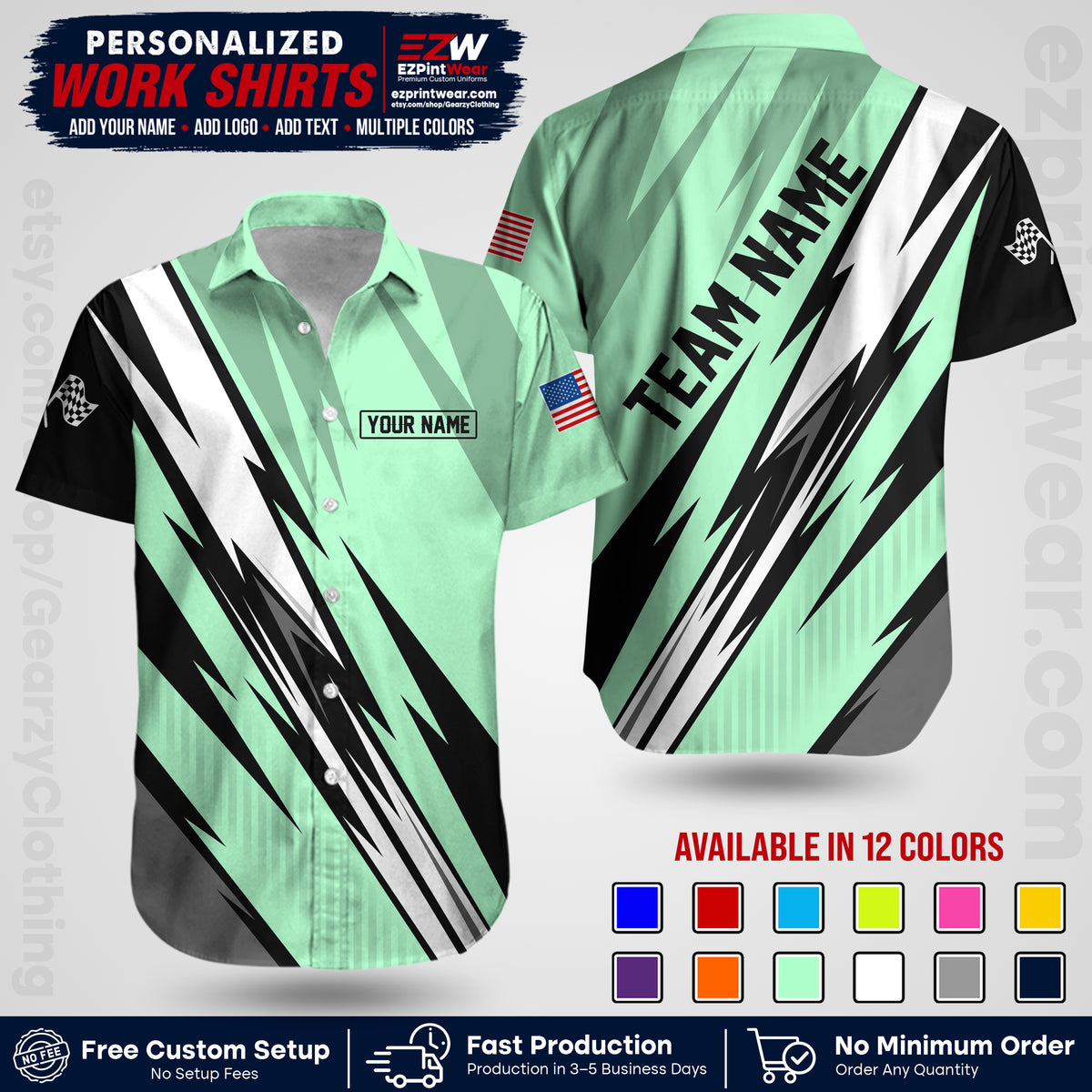 Custom Racing Shirt with Name, Logo & Text | Race Team Uniform | Crew Apparel RC15