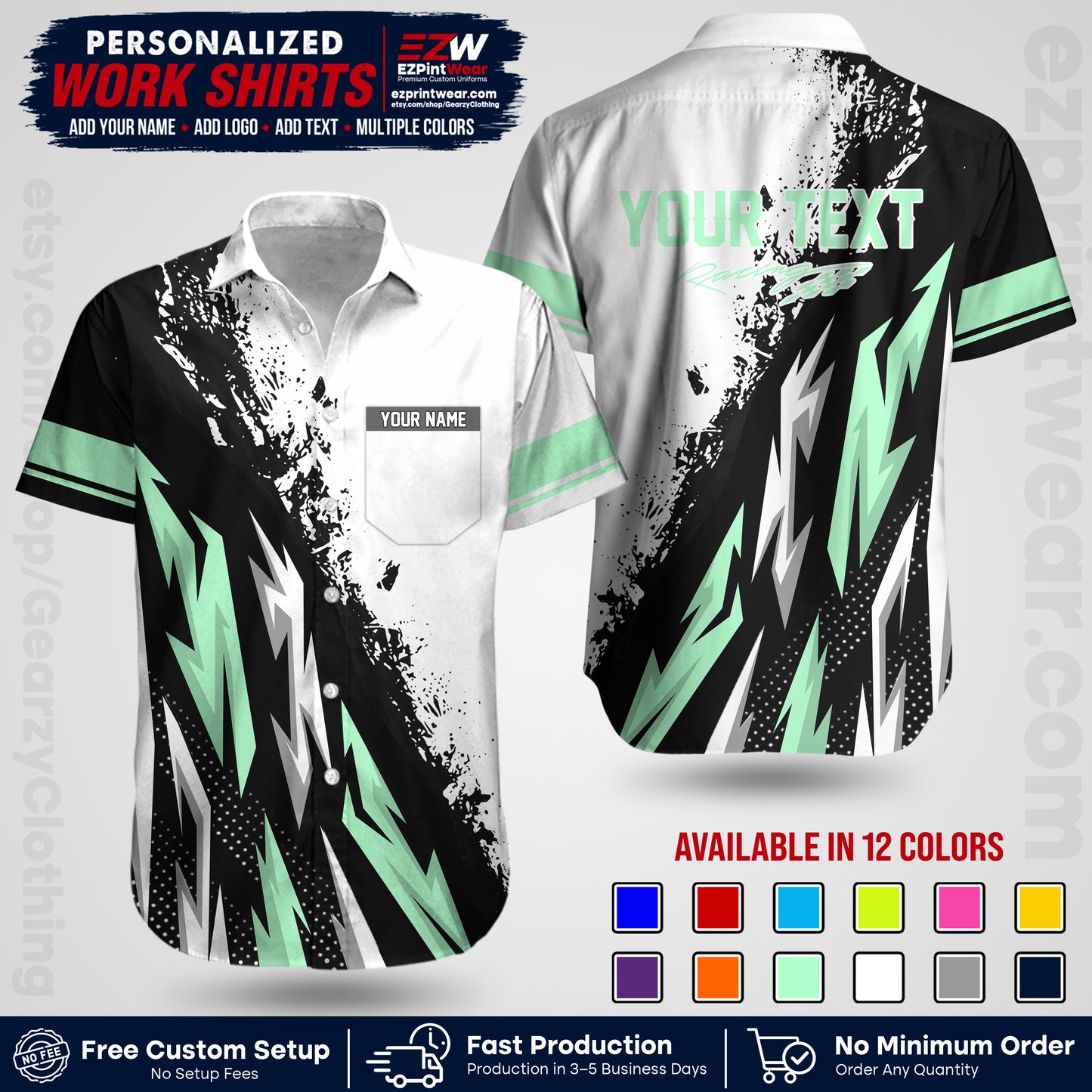 Custom Racing Shirt with Name, Logo & Text | Race Team Uniform | Crew Apparel RC08