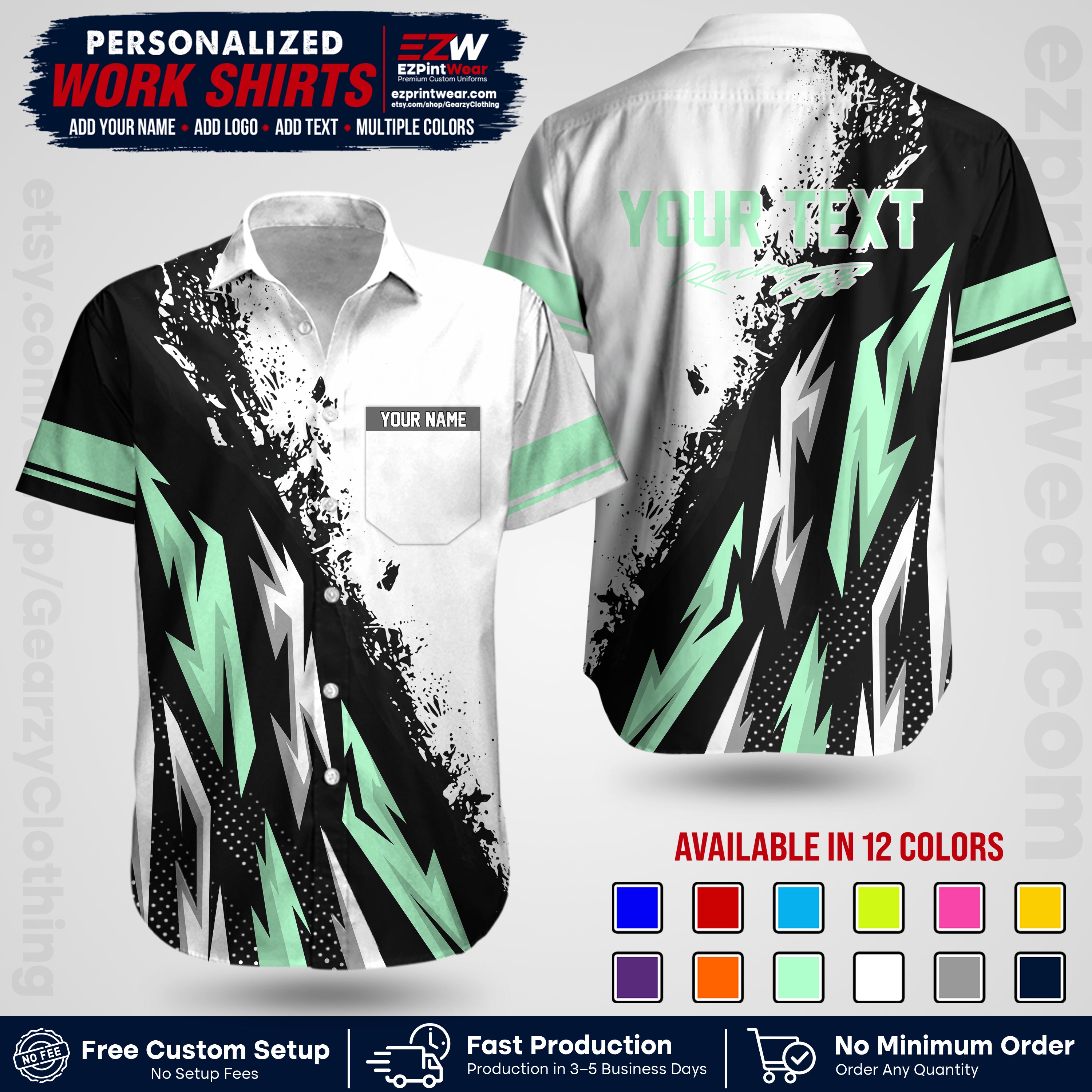 Custom Racing Shirt with Name, Logo & Text | Race Team Uniform | Crew Apparel RC08