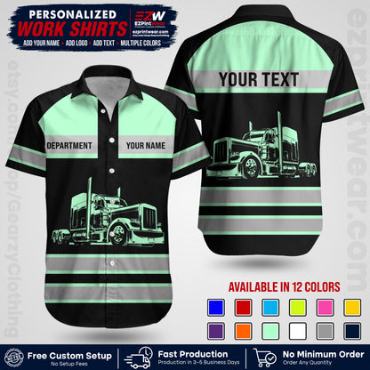 Personalized Truck Driver Workwear Uniform | Custom Safety Stripe Apparel | Non-Reflective Reflective Style Design TW02