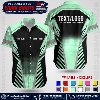 Custom All Over Print Work Uniform Shirt with Name, Logo & Text | Custom Hawaiian Shirt | Company Shirt | Employee Uniform UNF14