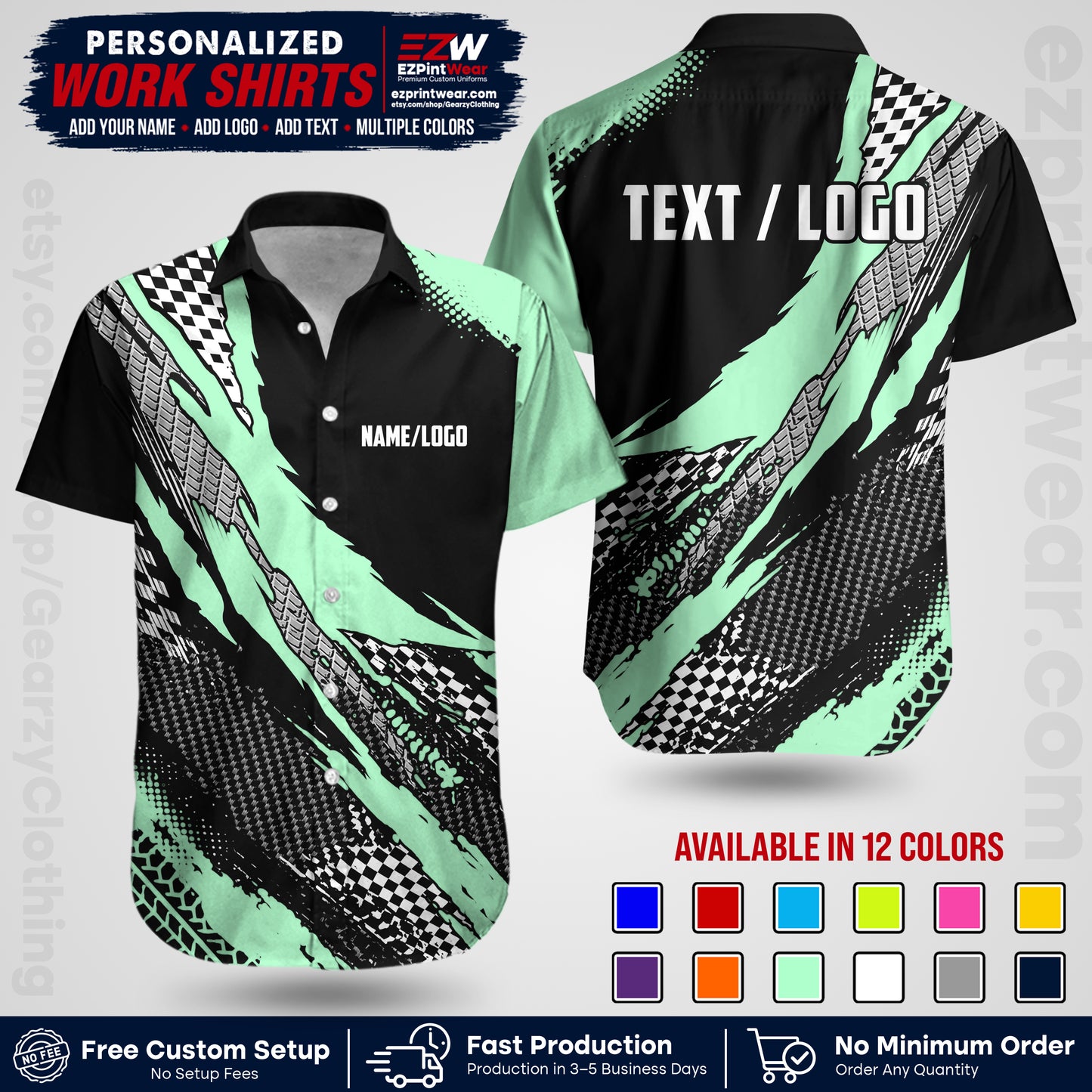 Custom Racing Shirt with Name, Logo & Text | Race Team Uniform | Crew Apparel RC05