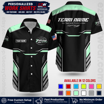 Custom Racing Shirt with Name, Logo & Text | Race Team Uniform | Crew Apparel RC10