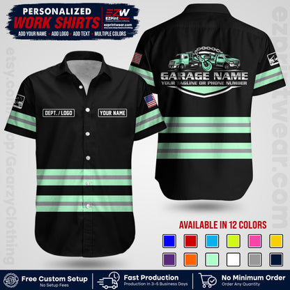 Custom Towing Workwear Uniform | Personalized Tow Truck Shirt | Non-Reflective Safety Stripe Apparel | Custom Towing Shirt | Tow Truck Apparel TW03