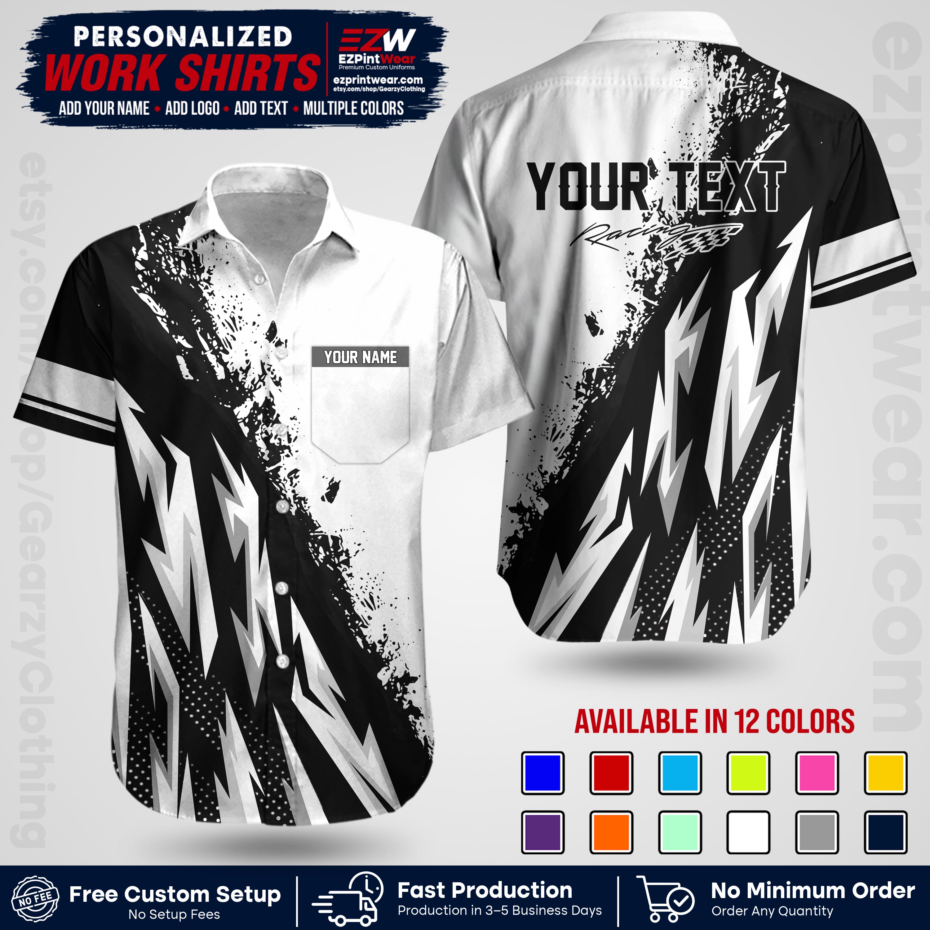 Custom Racing Shirt with Name, Logo & Text | Race Team Uniform | Crew Apparel RC08