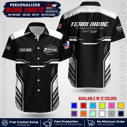 Custom Racing Shirt with Name, Logo & Text | Race Team Uniform | Crew Apparel RC10