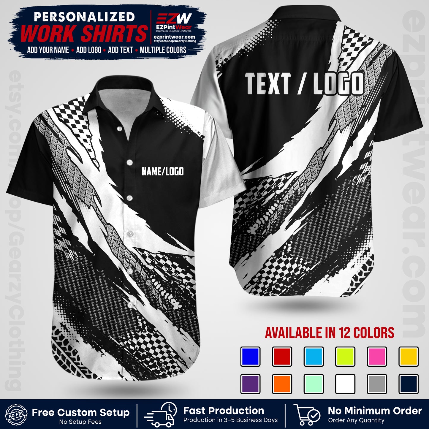 Custom Racing Shirt with Name, Logo & Text | Race Team Uniform | Crew Apparel RC05