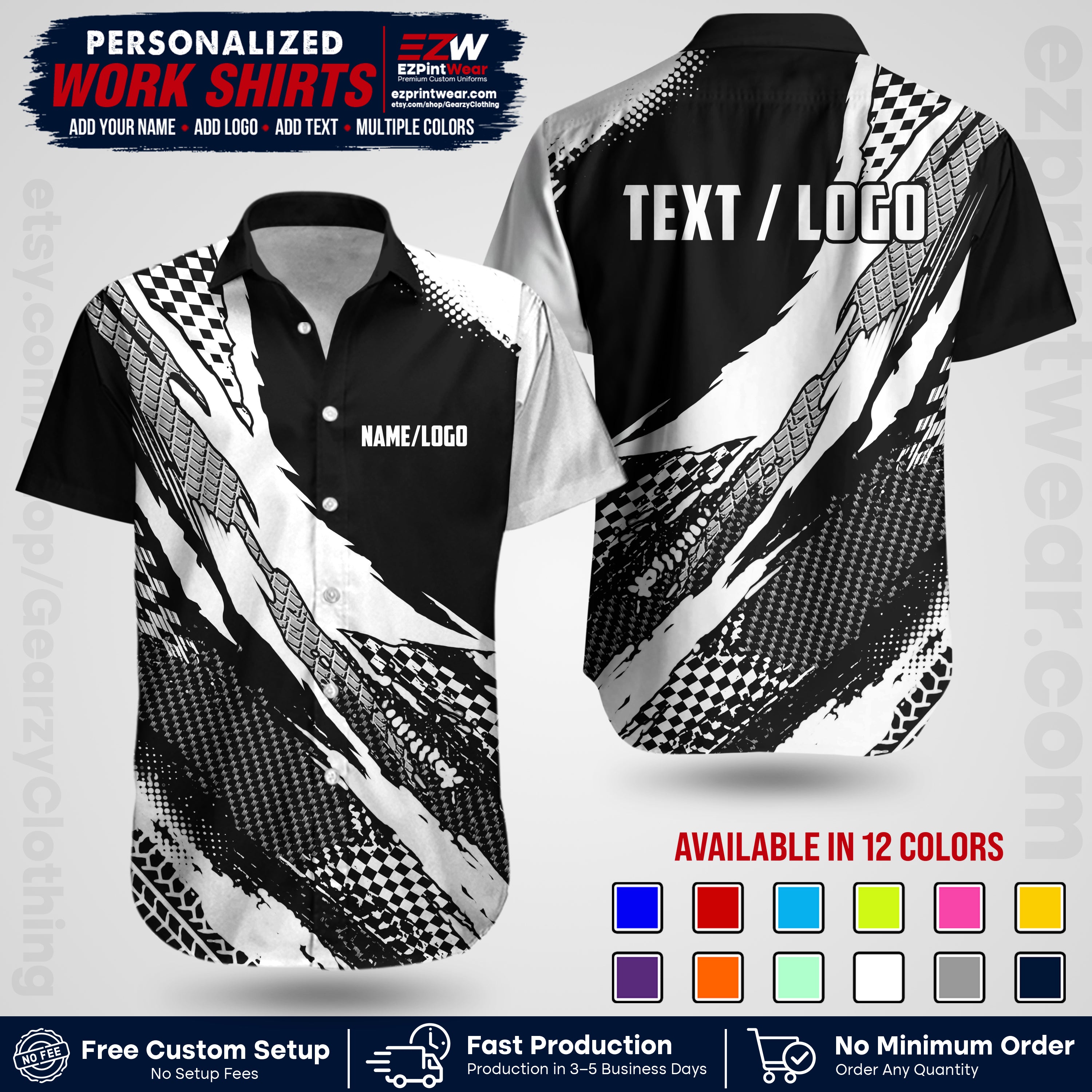 Custom Racing Shirt with Name, Logo & Text | Race Team Uniform | Crew Apparel RC05