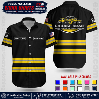 Custom Towing Workwear Uniform | Personalized Tow Truck Shirt | Non-Reflective Safety Stripe Apparel | Custom Towing Shirt | Tow Truck Apparel TW03