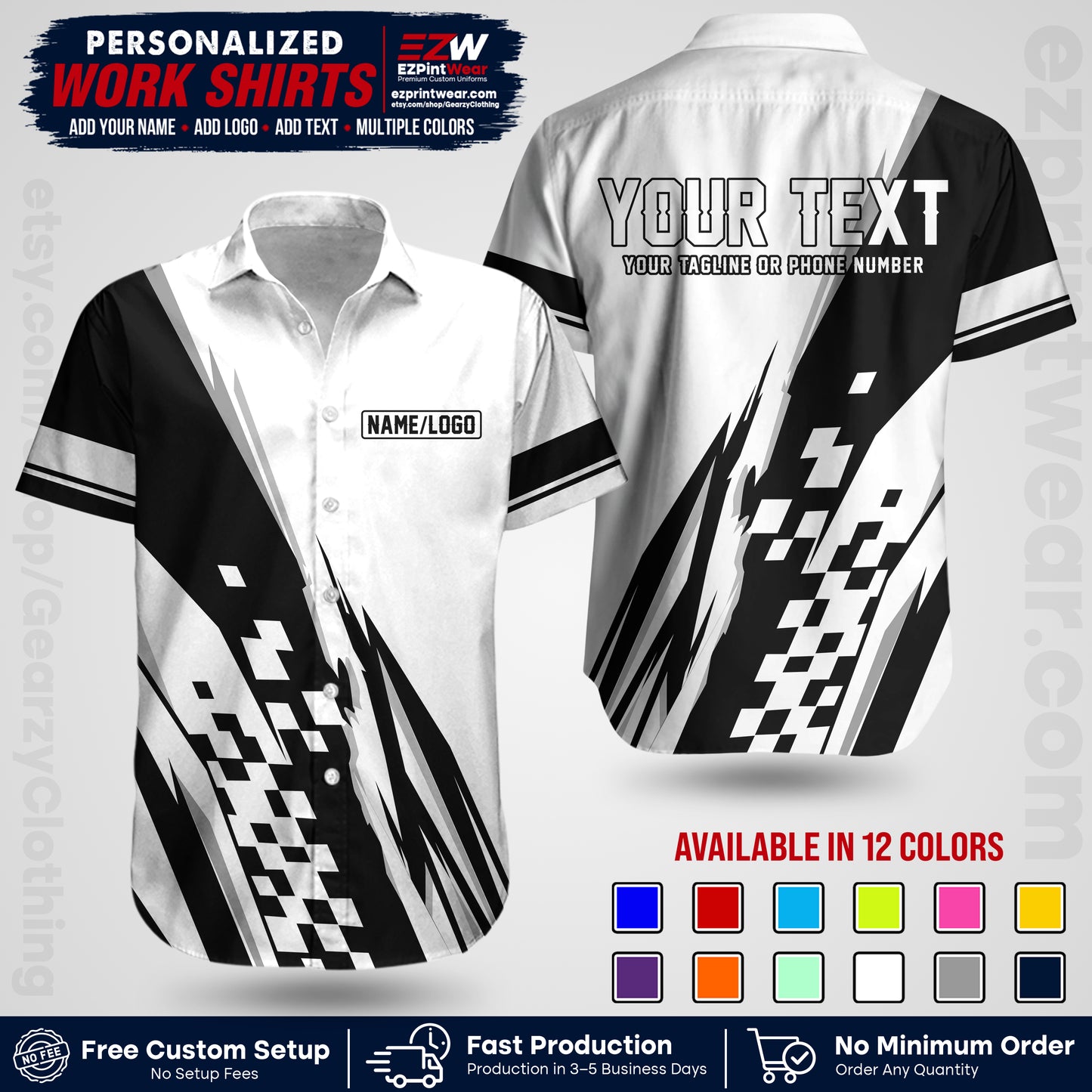 Custom Racing Shirt with Name, Logo & Text | Race Team Uniform | Crew Apparel RC04