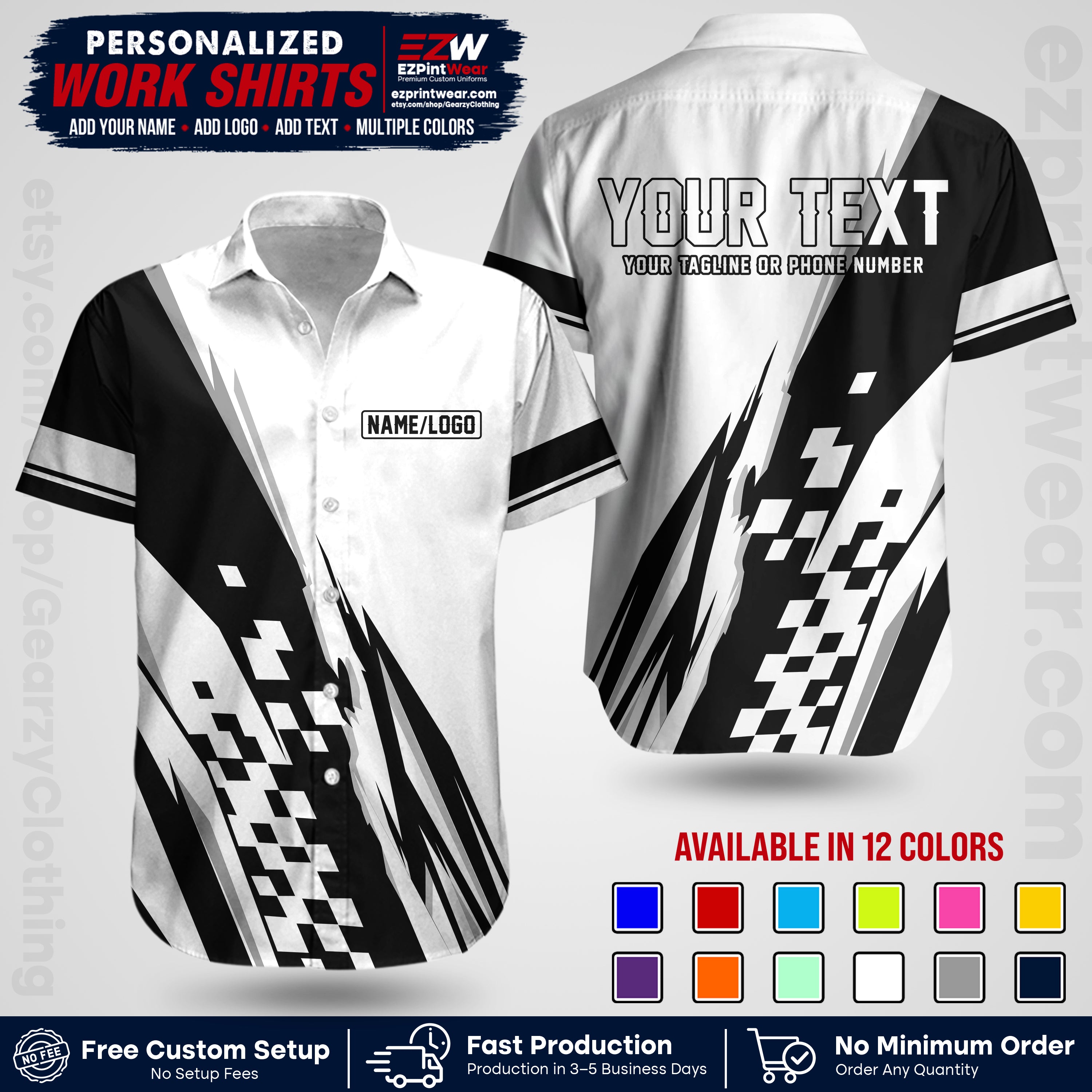 Custom Racing Shirt with Name, Logo & Text | Race Team Uniform | Crew Apparel RC04