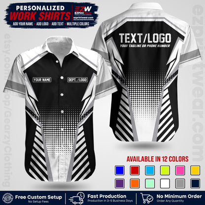 Custom All Over Print Work Uniform Shirt with Name, Logo & Text | Custom Hawaiian Shirt | Company Shirt | Employee Uniform UNF14