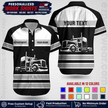 Personalized Truck Driver Workwear Uniform | Custom Safety Stripe Apparel | Non-Reflective Reflective Style Design TW02