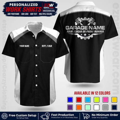 Custom Mechanic Work Shirt with Name, Logo & Text | Auto Shop Uniform | Workwear MCN 06