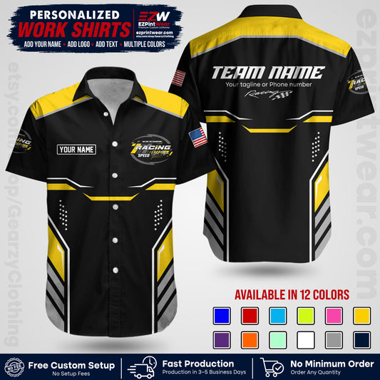 Custom Racing Shirt with Name, Logo & Text | Race Team Uniform | Crew Apparel RC10