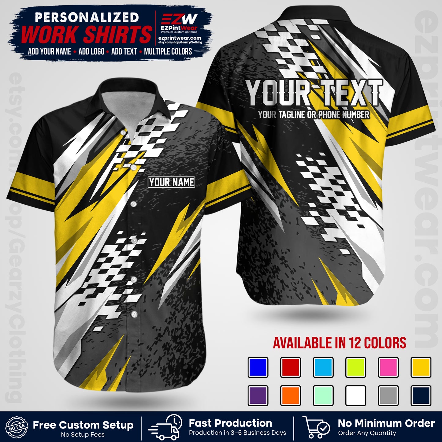 Custom Racing Shirt with Name, Logo & Text | Race Team Uniform | Crew Apparel RC03