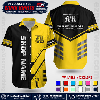 Custom All Over Print Work Uniform Shirt with Name, Logo & Text | Custom Hawaiian Shirt | Company Shirt | Employee Uniform UNF11