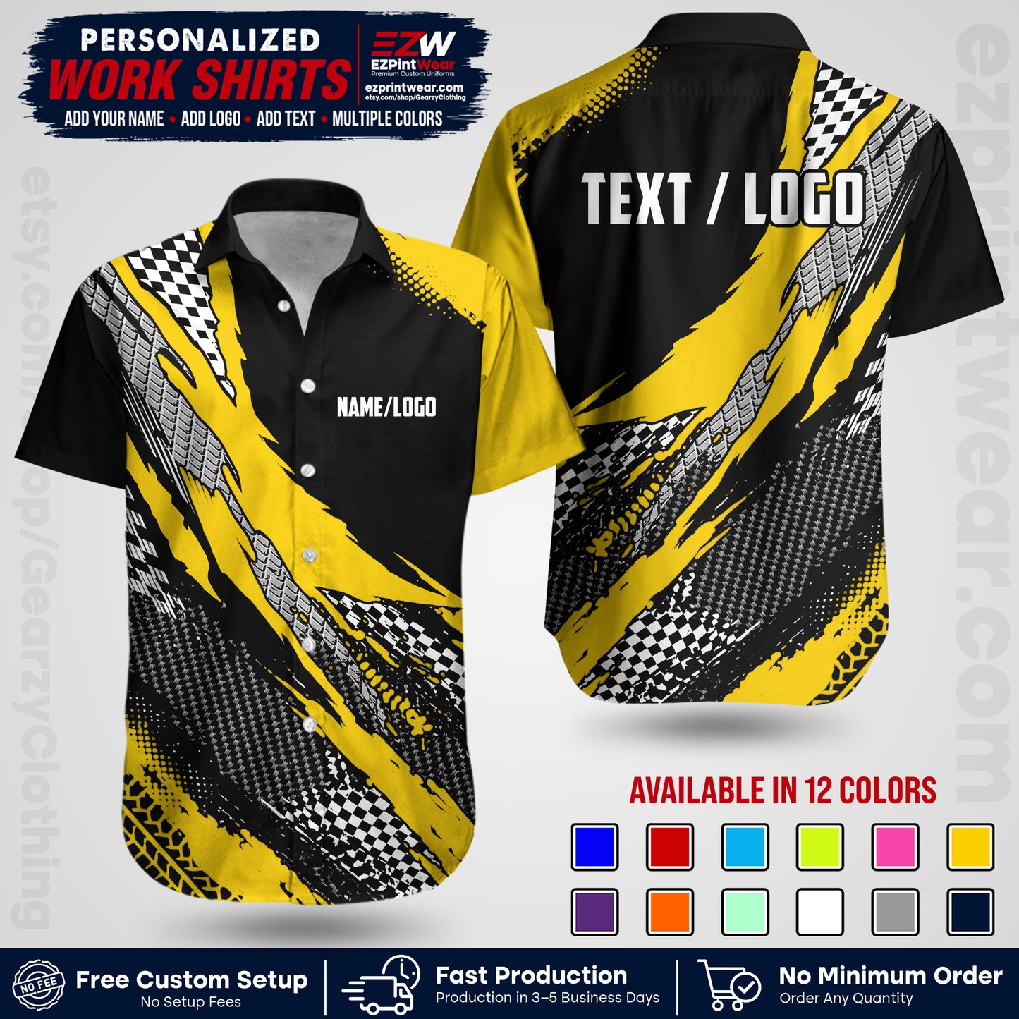 Custom Racing Shirt with Name, Logo & Text | Race Team Uniform | Crew Apparel RC05