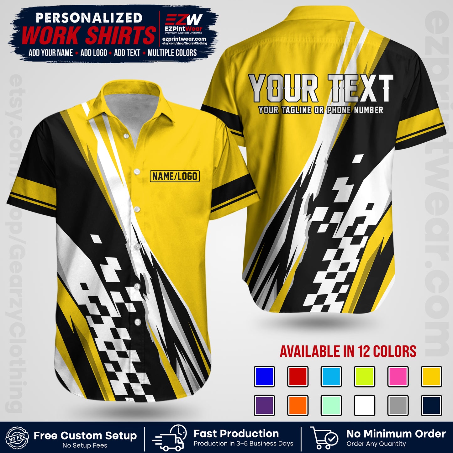 Custom Racing Shirt with Name, Logo & Text | Race Team Uniform | Crew Apparel RC04