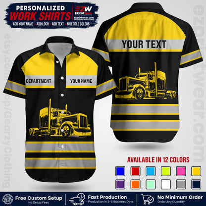 Personalized Truck Driver Workwear Uniform | Custom Safety Stripe Apparel | Non-Reflective Reflective Style Design TW02