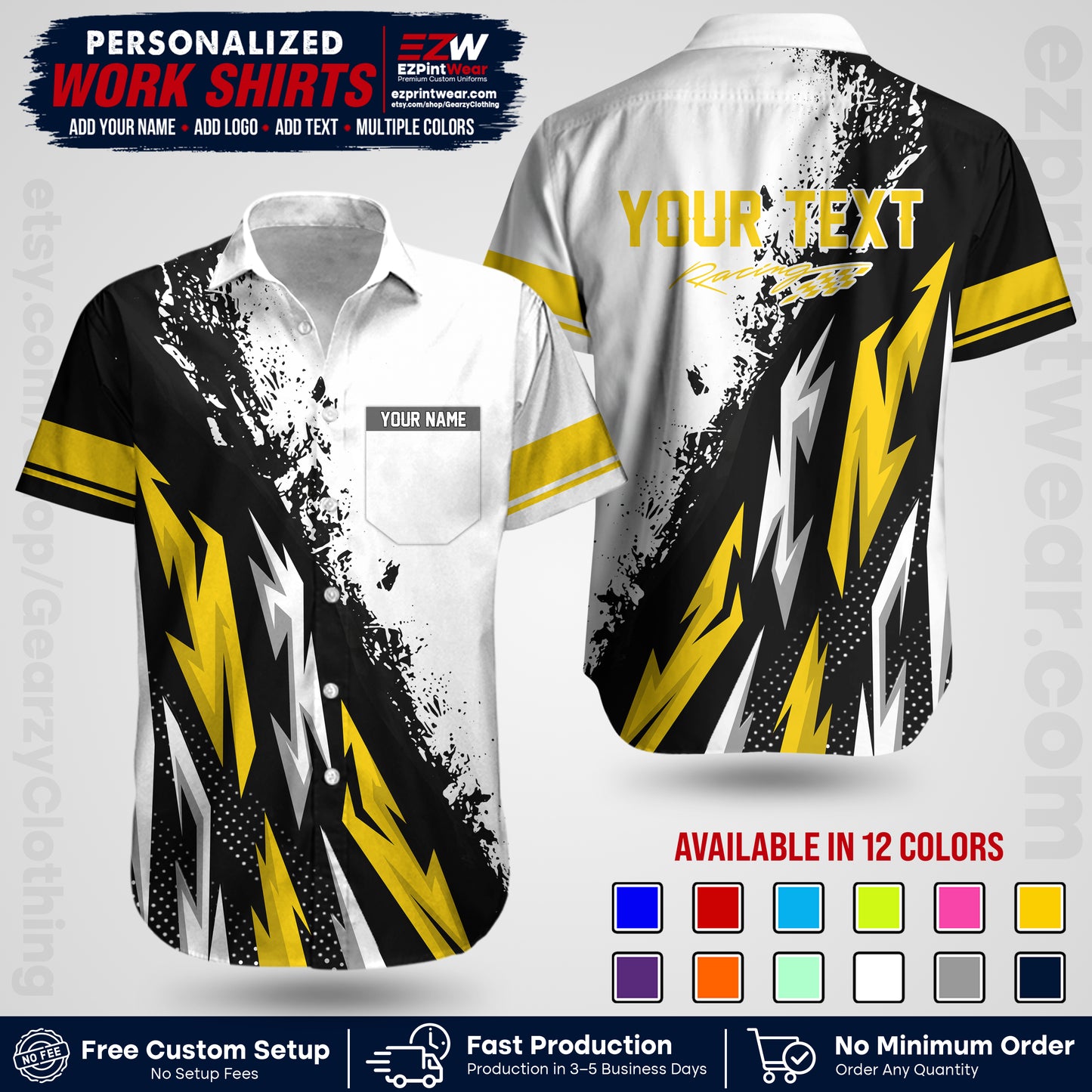 Custom Racing Shirt with Name, Logo & Text | Race Team Uniform | Crew Apparel RC08