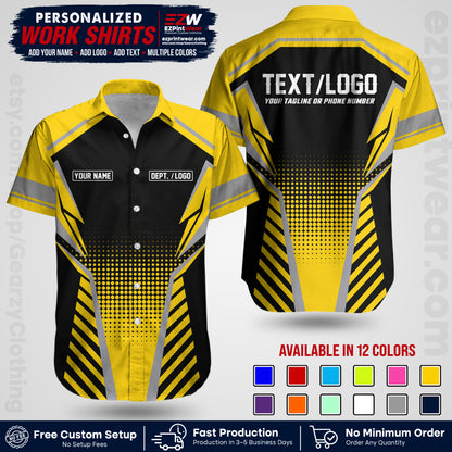 Custom All Over Print Work Uniform Shirt with Name, Logo & Text | Custom Hawaiian Shirt | Company Shirt | Employee Uniform UNF14