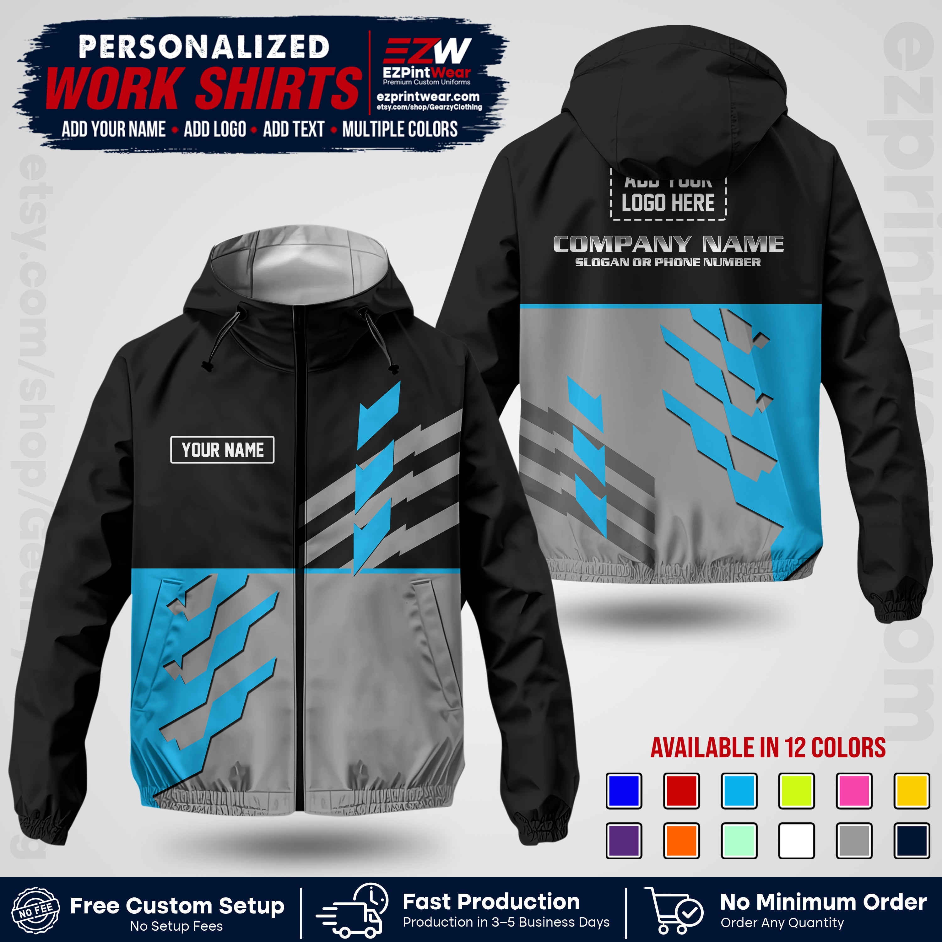 Custom All Over Print Work Uniform Shirt with Name, Logo & Text | Custom Hawaiian Shirt | Company Shirt | Employee Uniform UNF21