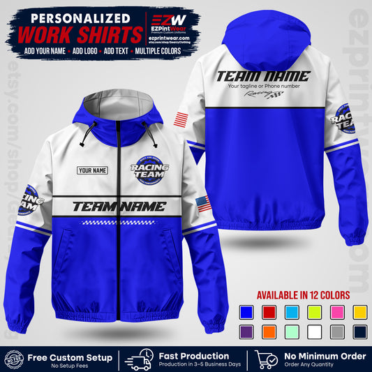 Custom Racing Windbreaker Jacket with Name, Logo & Text | Race Team Uniform | Motorsport Apparel RCJK12