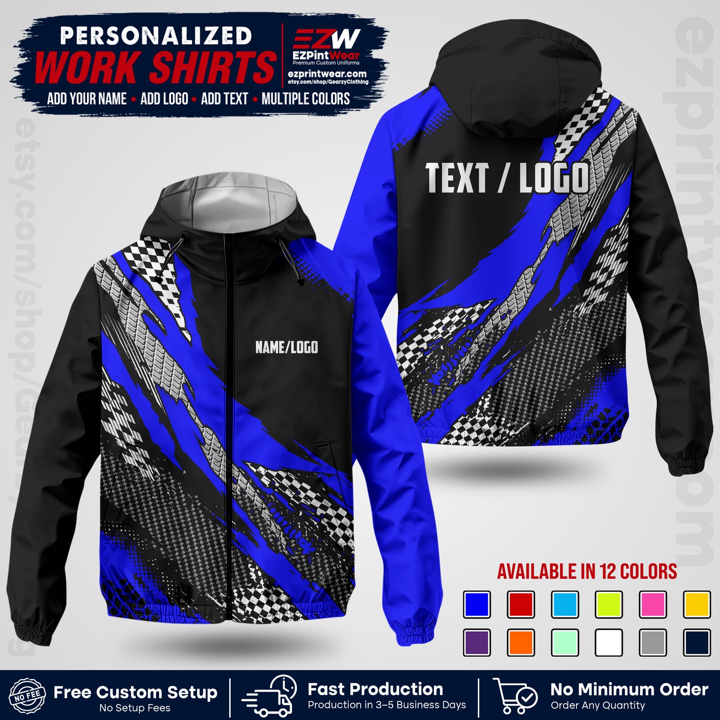 Custom Racing Windbreaker Jacket with Name, Logo & Text | Race Team Uniform | Motorsport Apparel RCJK05
