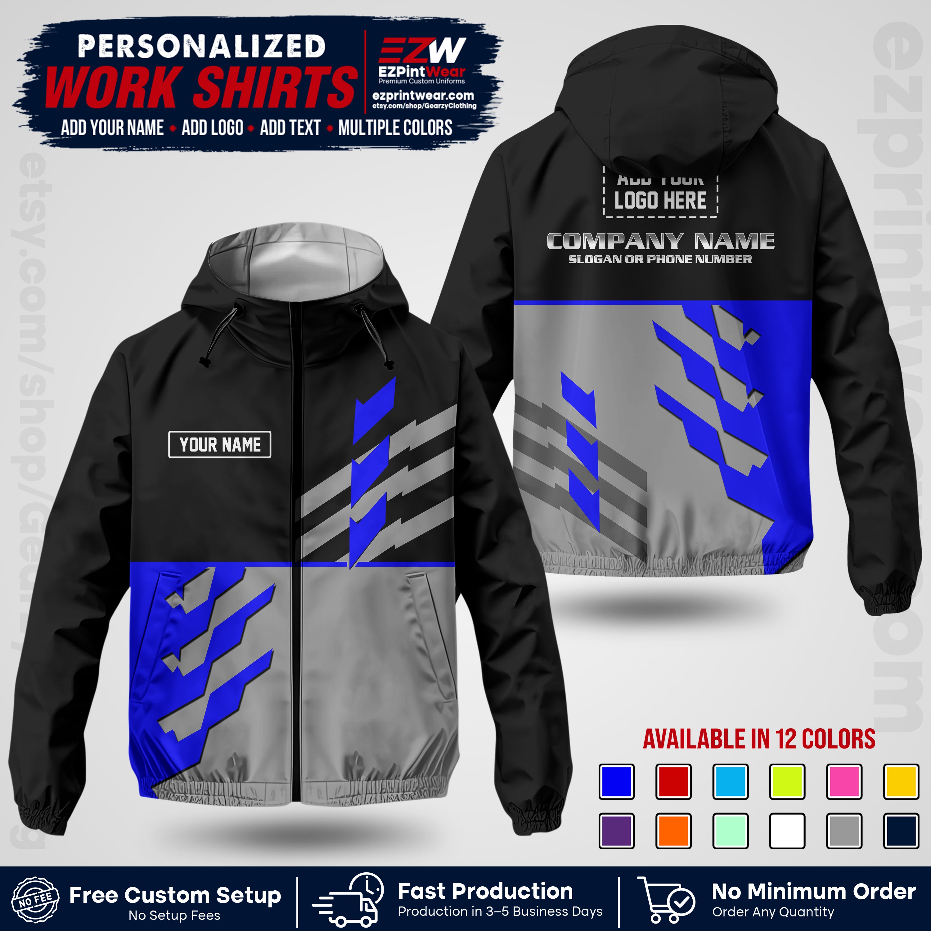 Custom All Over Print Work Uniform Shirt with Name, Logo & Text | Custom Hawaiian Shirt | Company Shirt | Employee Uniform UNF21