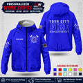 Custom Firefighter Windbreaker Jacket with Name, City Logo & Text | Fire Department Uniform | Employee Workwear FFJK07