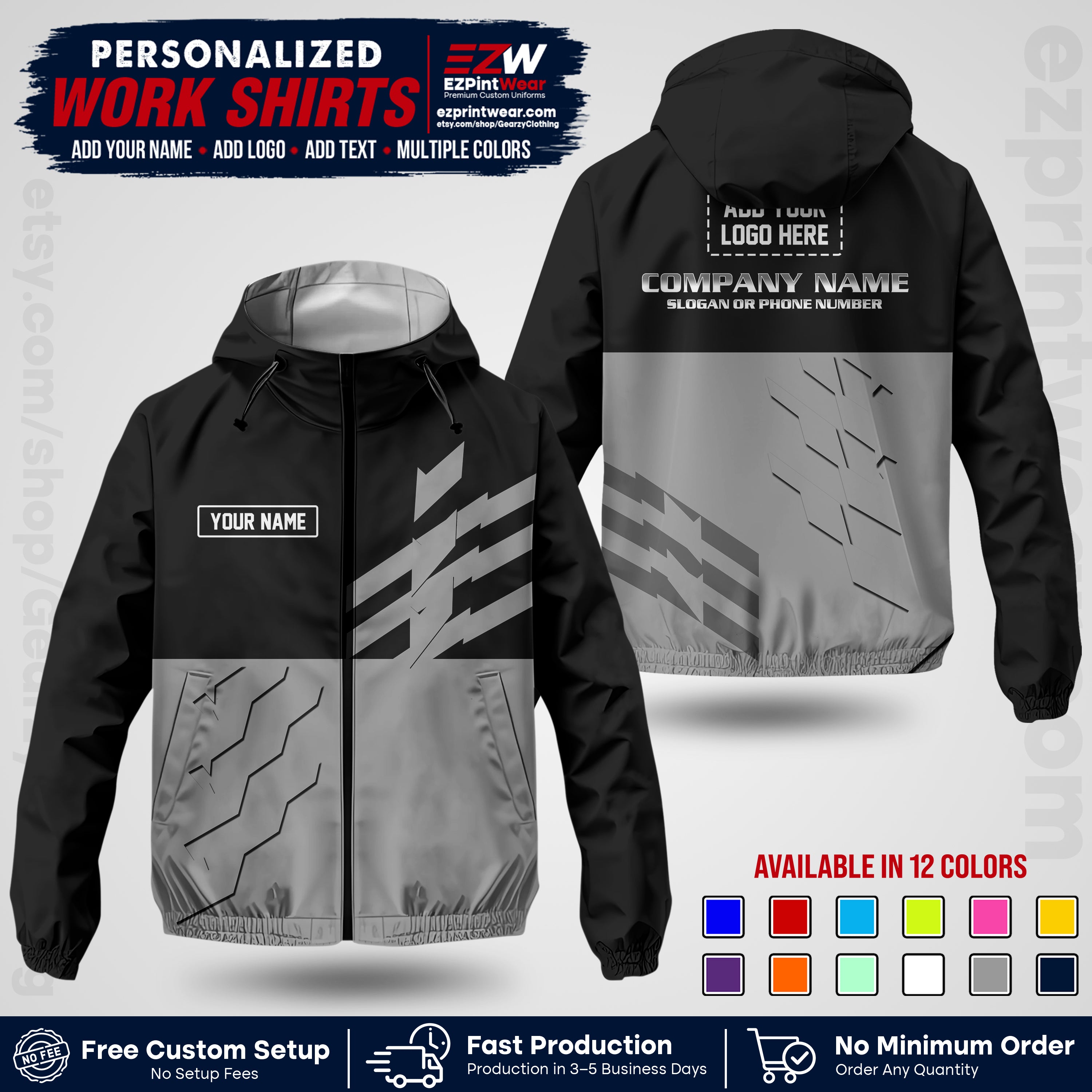 Custom All Over Print Work Uniform Shirt with Name, Logo & Text | Custom Hawaiian Shirt | Company Shirt | Employee Uniform UNF21