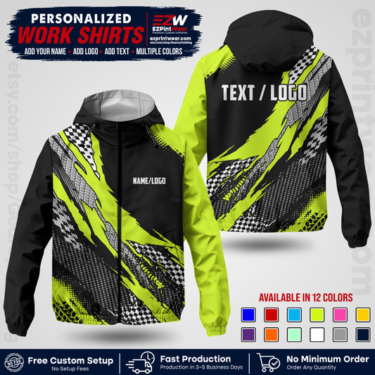 Custom Racing Windbreaker Jacket with Name, Logo & Text | Race Team Uniform | Motorsport Apparel RCJK05