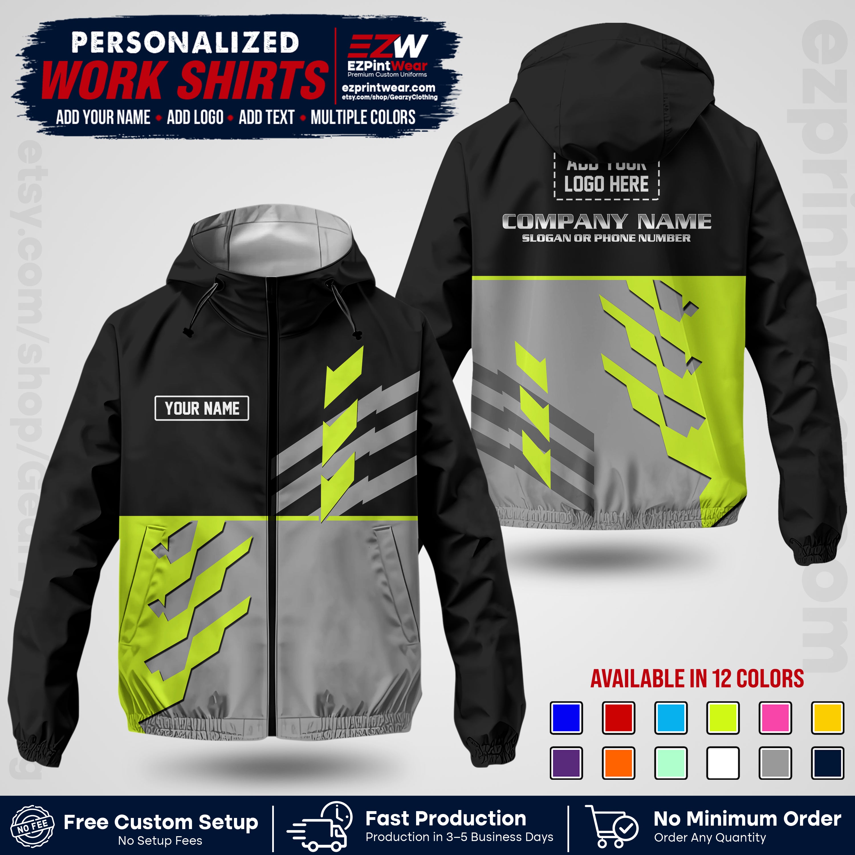 Custom All Over Print Work Uniform Shirt with Name, Logo & Text | Custom Hawaiian Shirt | Company Shirt | Employee Uniform UNF21