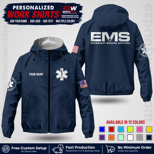 Custom EMS Windbreaker Jacket with Name, Logo & Text | EMS Team Uniform | EMS Apparel EMSJK 01