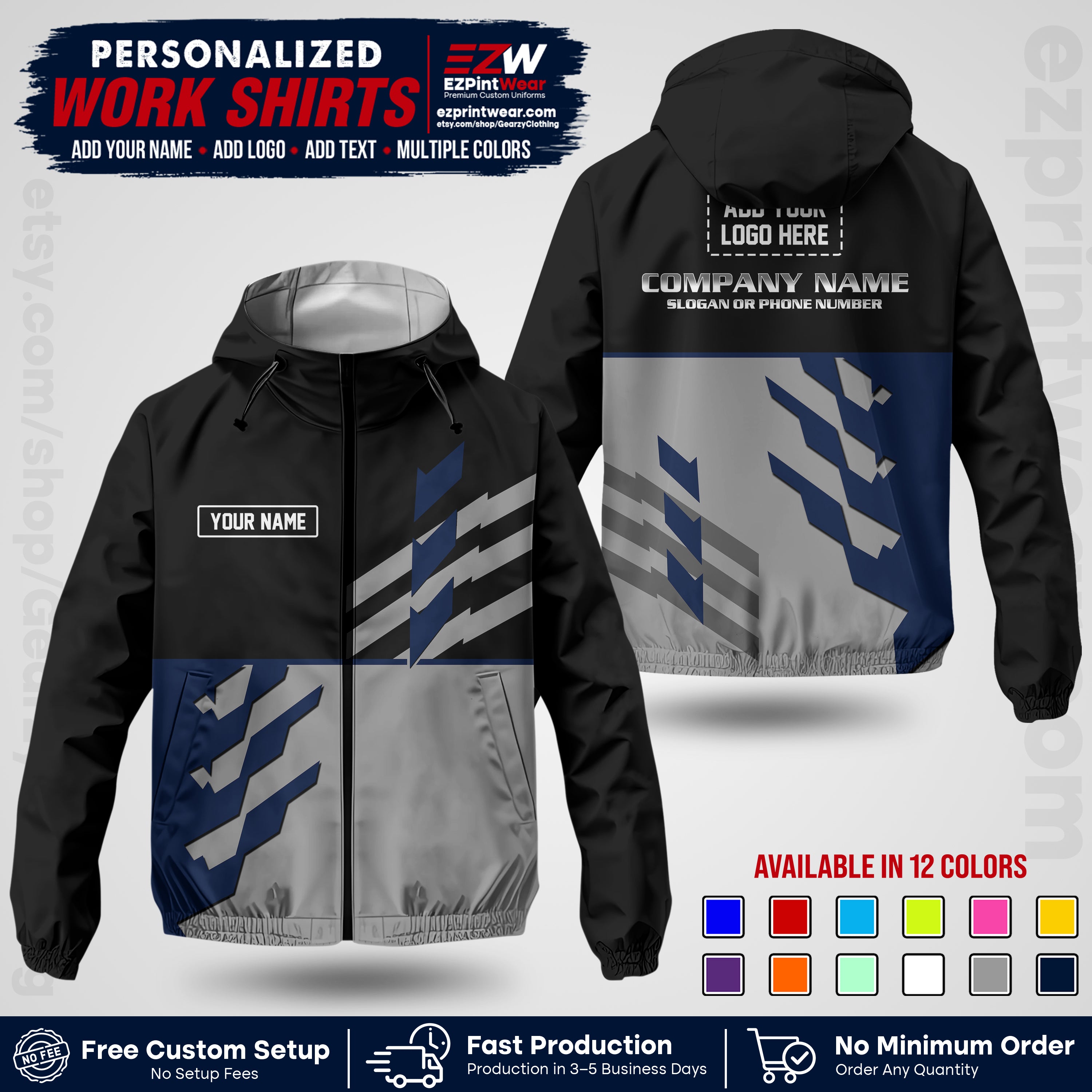 Custom All Over Print Work Uniform Shirt with Name, Logo & Text | Custom Hawaiian Shirt | Company Shirt | Employee Uniform UNF21