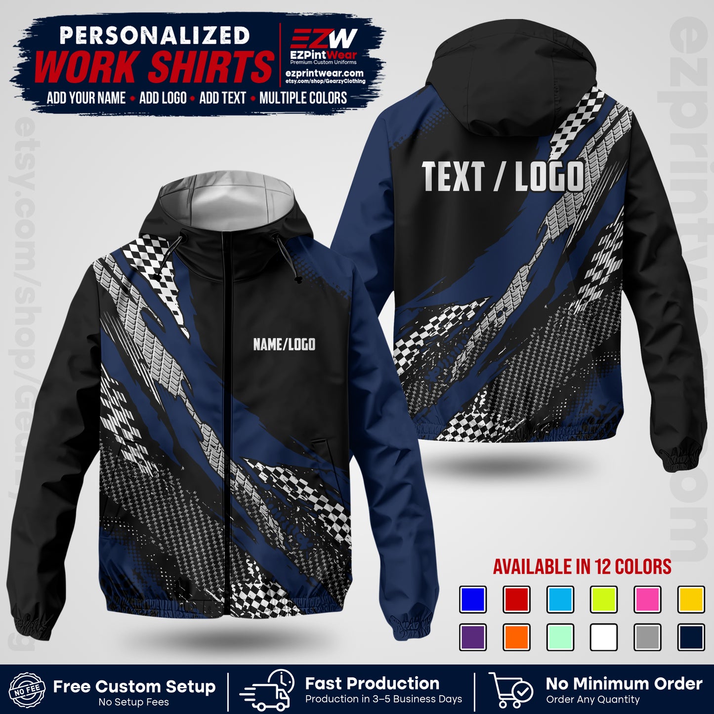 Custom Racing Windbreaker Jacket with Name, Logo & Text | Race Team Uniform | Motorsport Apparel RCJK05