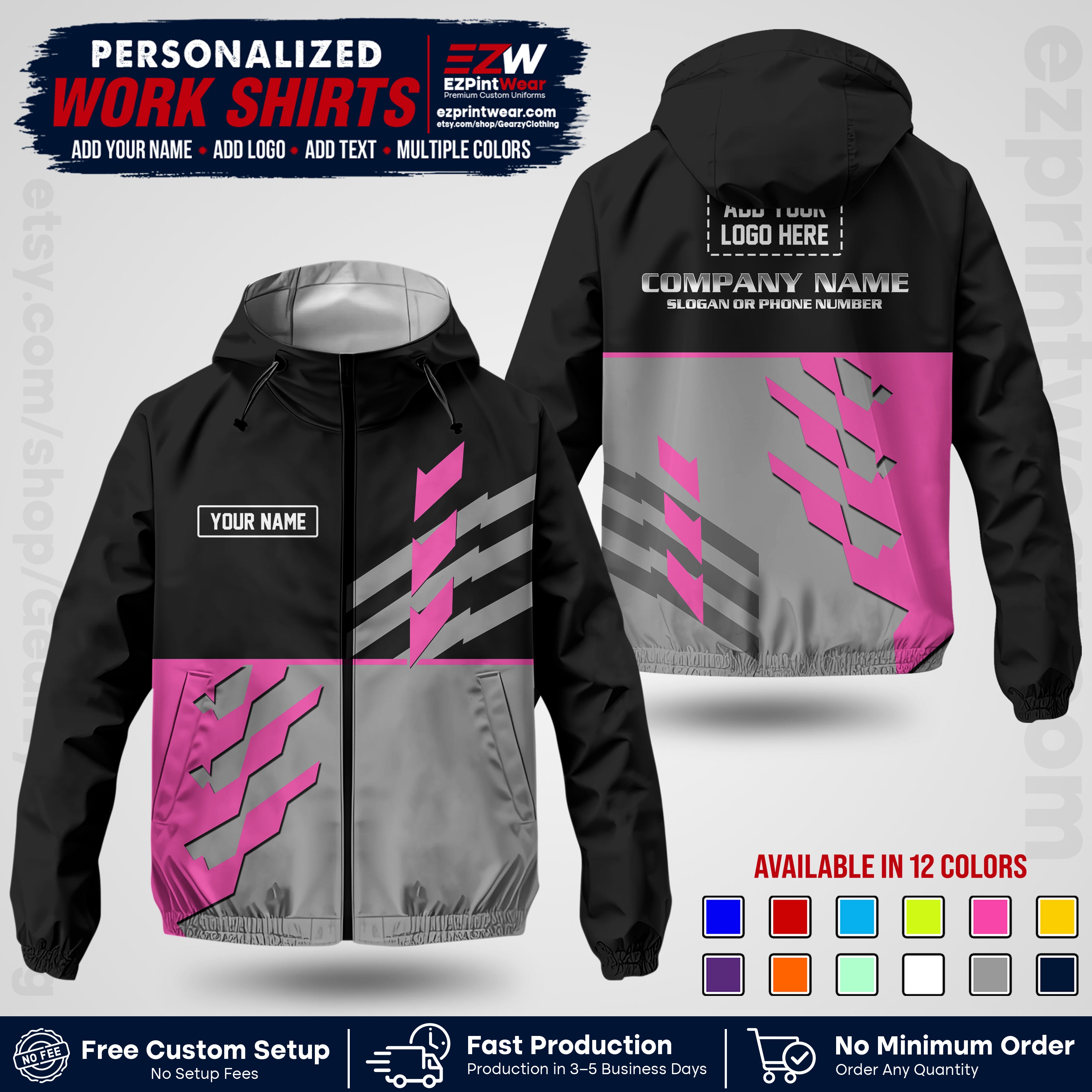 Custom All Over Print Work Uniform Shirt with Name, Logo & Text | Custom Hawaiian Shirt | Company Shirt | Employee Uniform UNF21