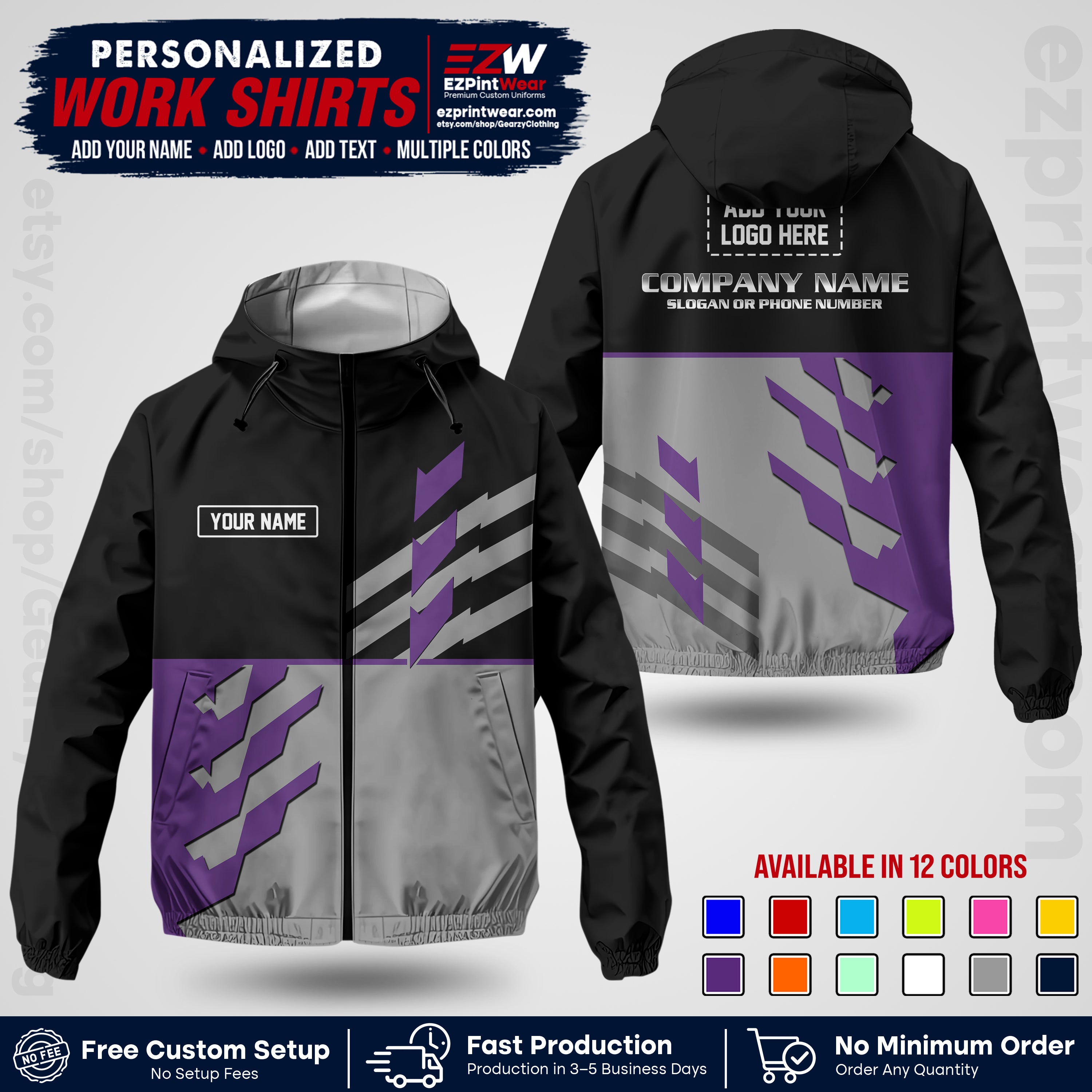 Custom All Over Print Work Uniform Shirt with Name, Logo & Text | Custom Hawaiian Shirt | Company Shirt | Employee Uniform UNF21