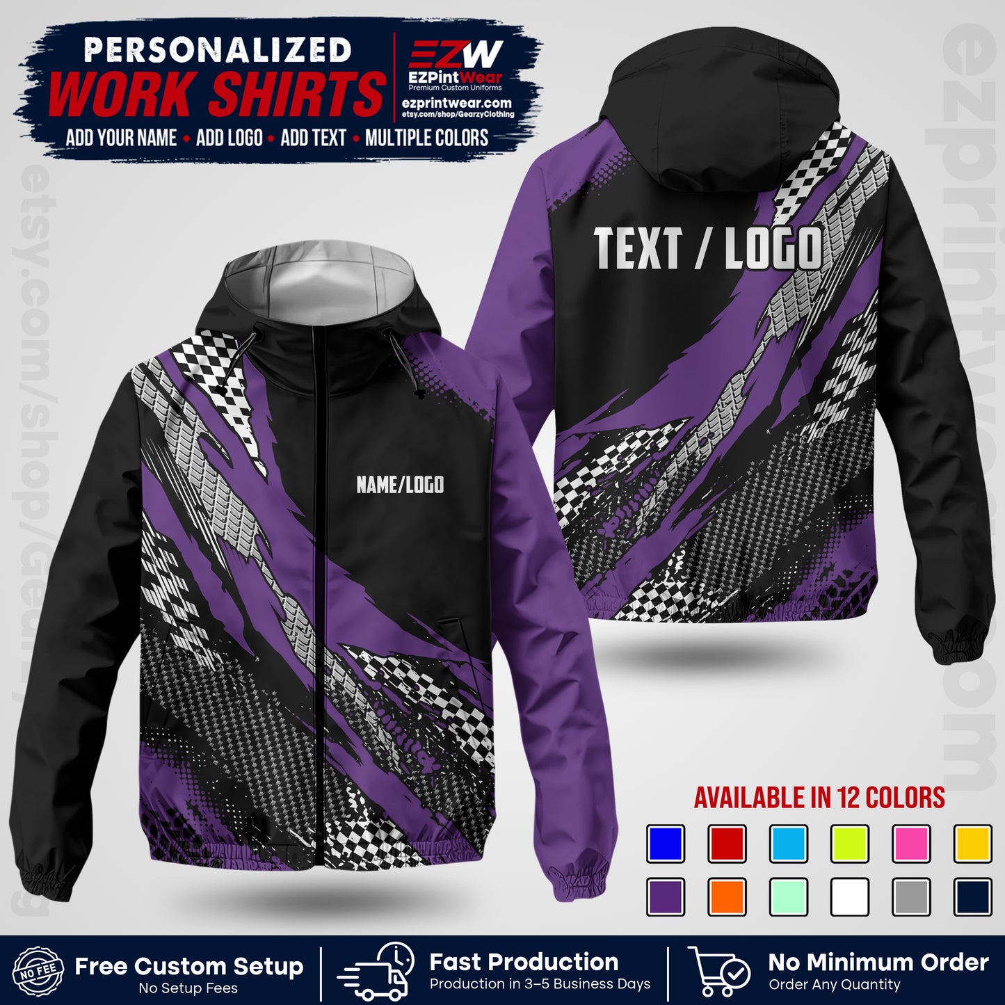 Custom Racing Windbreaker Jacket with Name, Logo & Text | Race Team Uniform | Motorsport Apparel RCJK05