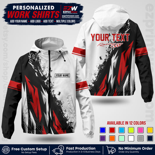 Custom Racing Windbreaker Jacket with Name, Logo & Text | Race Team Uniform | Motorsport Apparel RCJK08