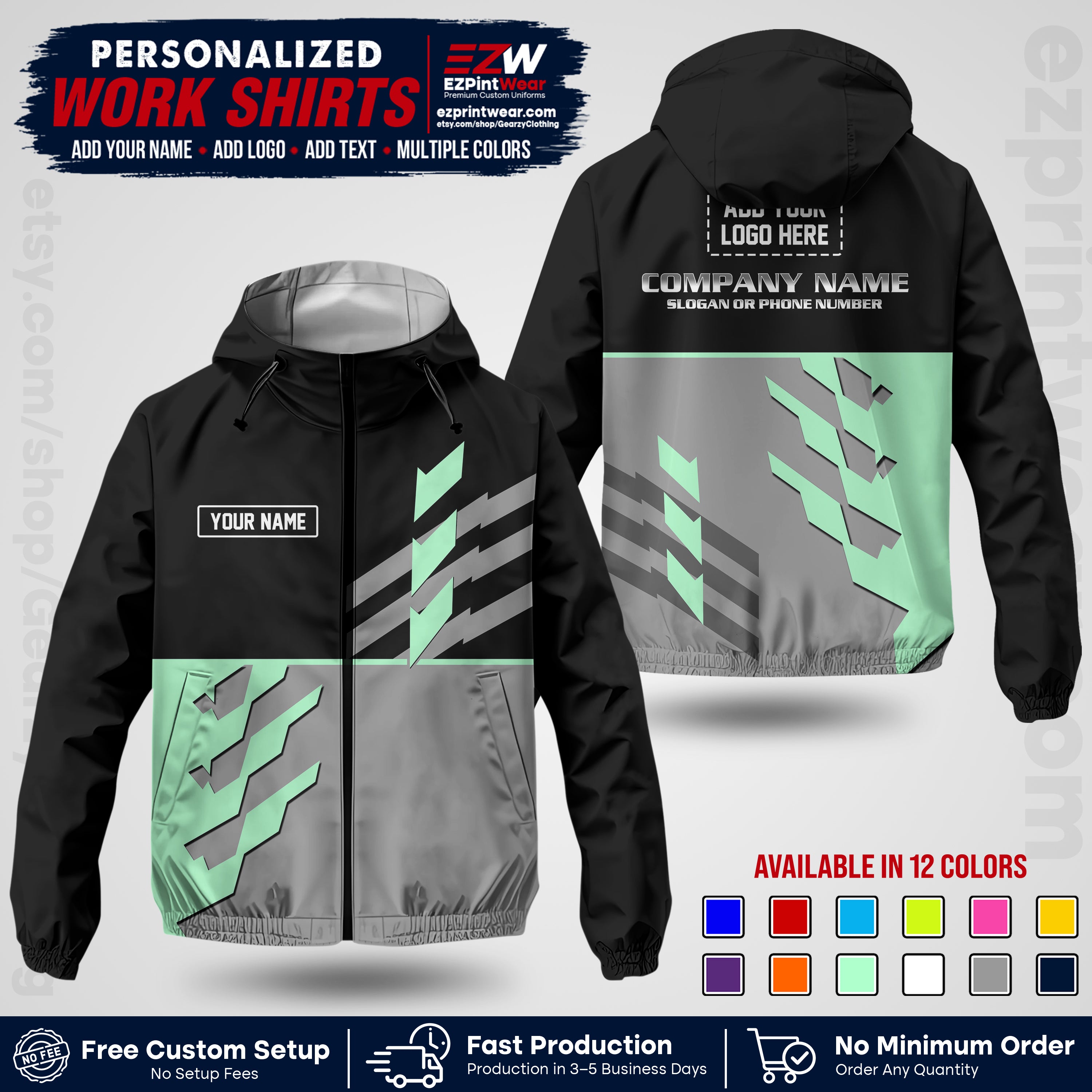 Custom All Over Print Work Uniform Shirt with Name, Logo & Text | Custom Hawaiian Shirt | Company Shirt | Employee Uniform UNF21