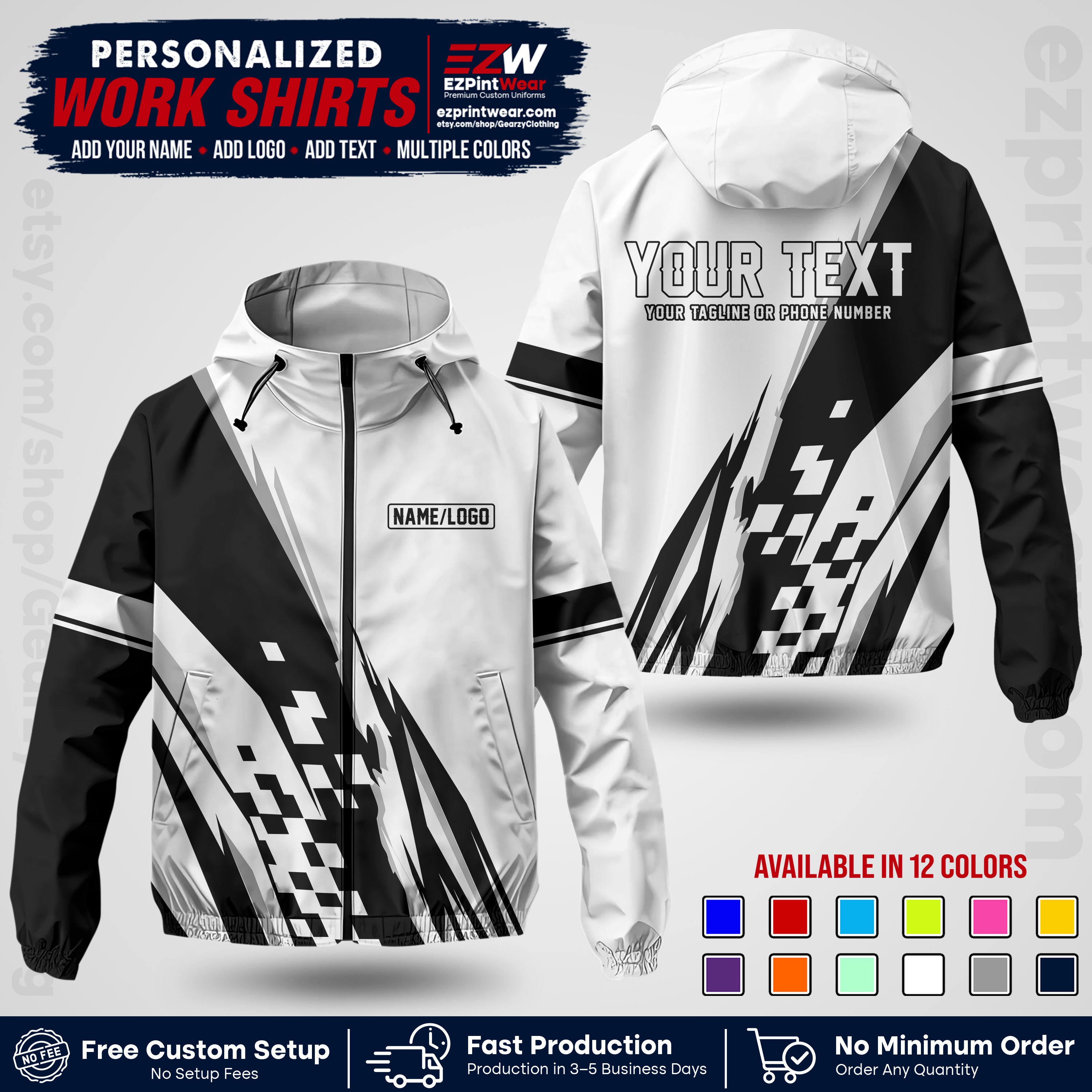 Custom Racing Windbreaker Jacket with Name, Logo & Text | Race Team Uniform | Motorsport Apparel RCJK04