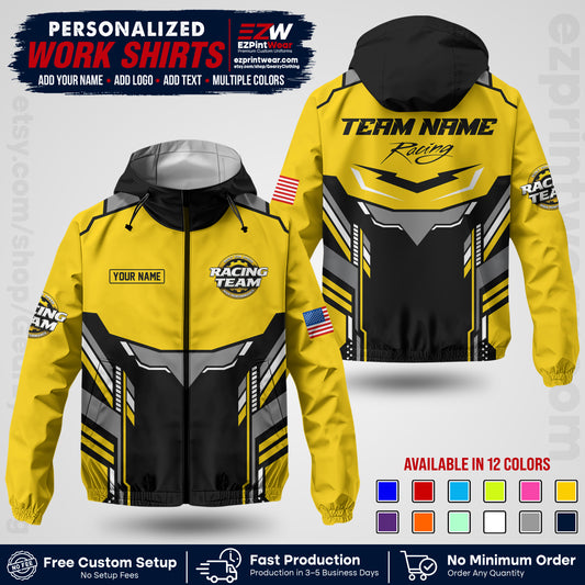 Custom Racing Windbreaker Jacket with Name, Logo & Text | Race Team Uniform | Motorsport Apparel RCJK11