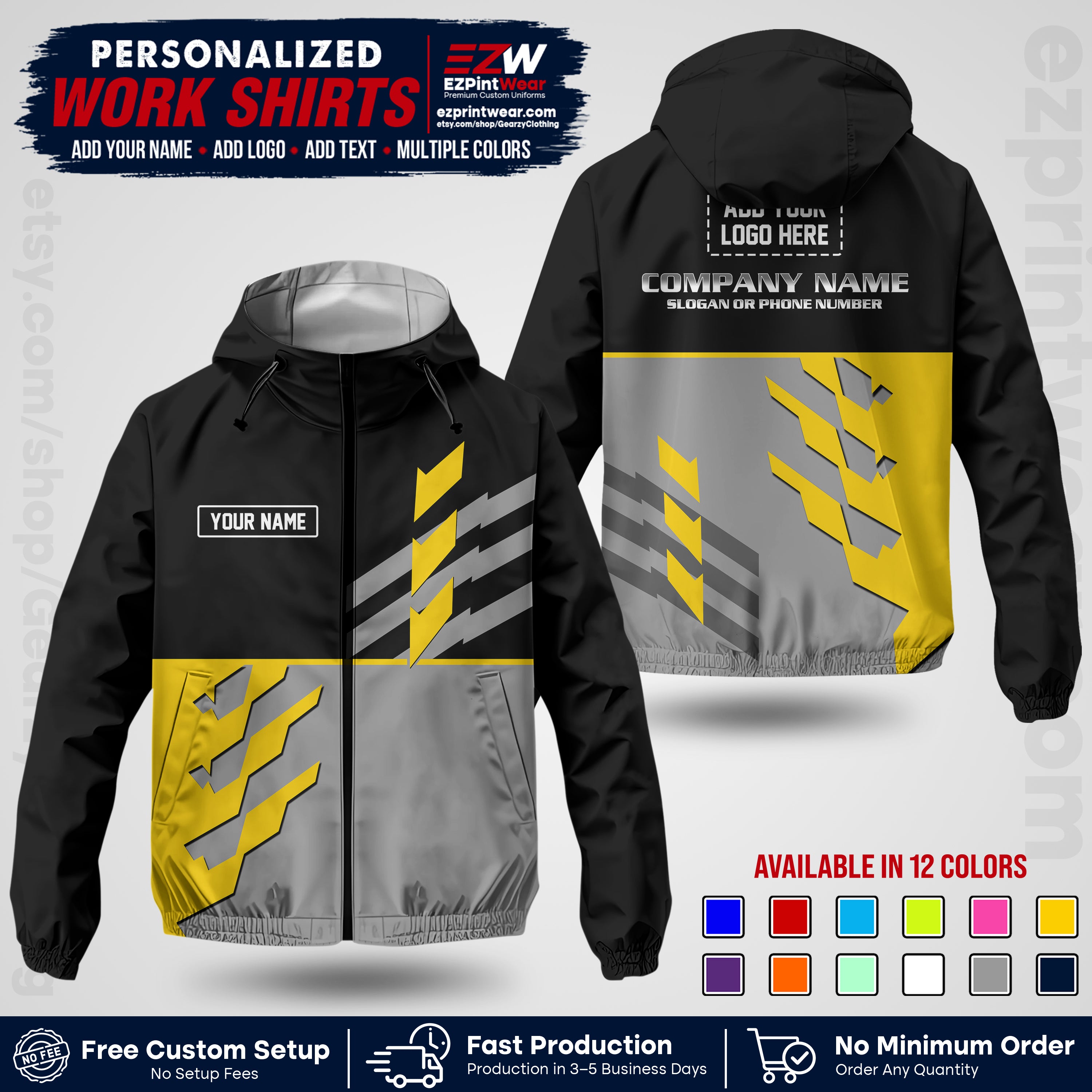 Custom All Over Print Work Uniform Shirt with Name, Logo & Text | Custom Hawaiian Shirt | Company Shirt | Employee Uniform UNF21